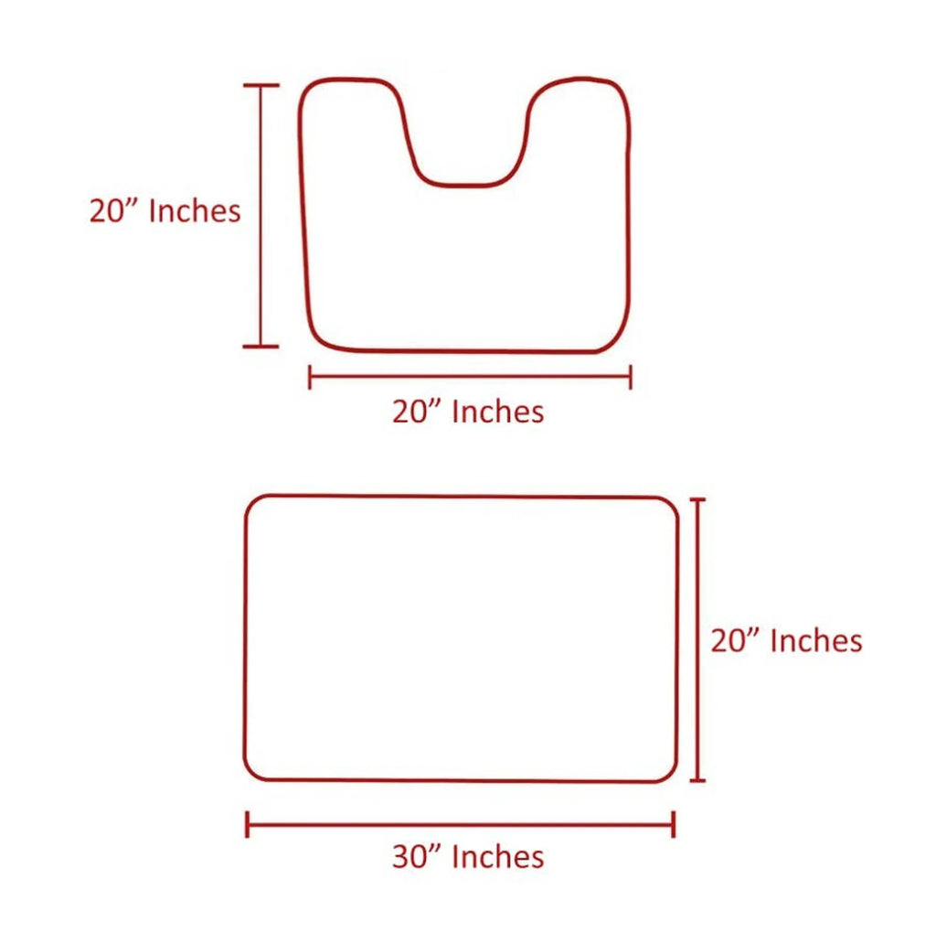 2 Piece Soft Cozy Plush Chenille Bath Mat & Contour Bath Rug