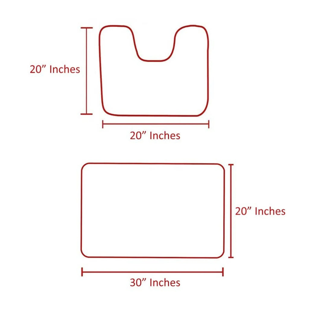 2 Piece Soft Cozy Plush Chenille Bath Mat & Contour Bath Rug