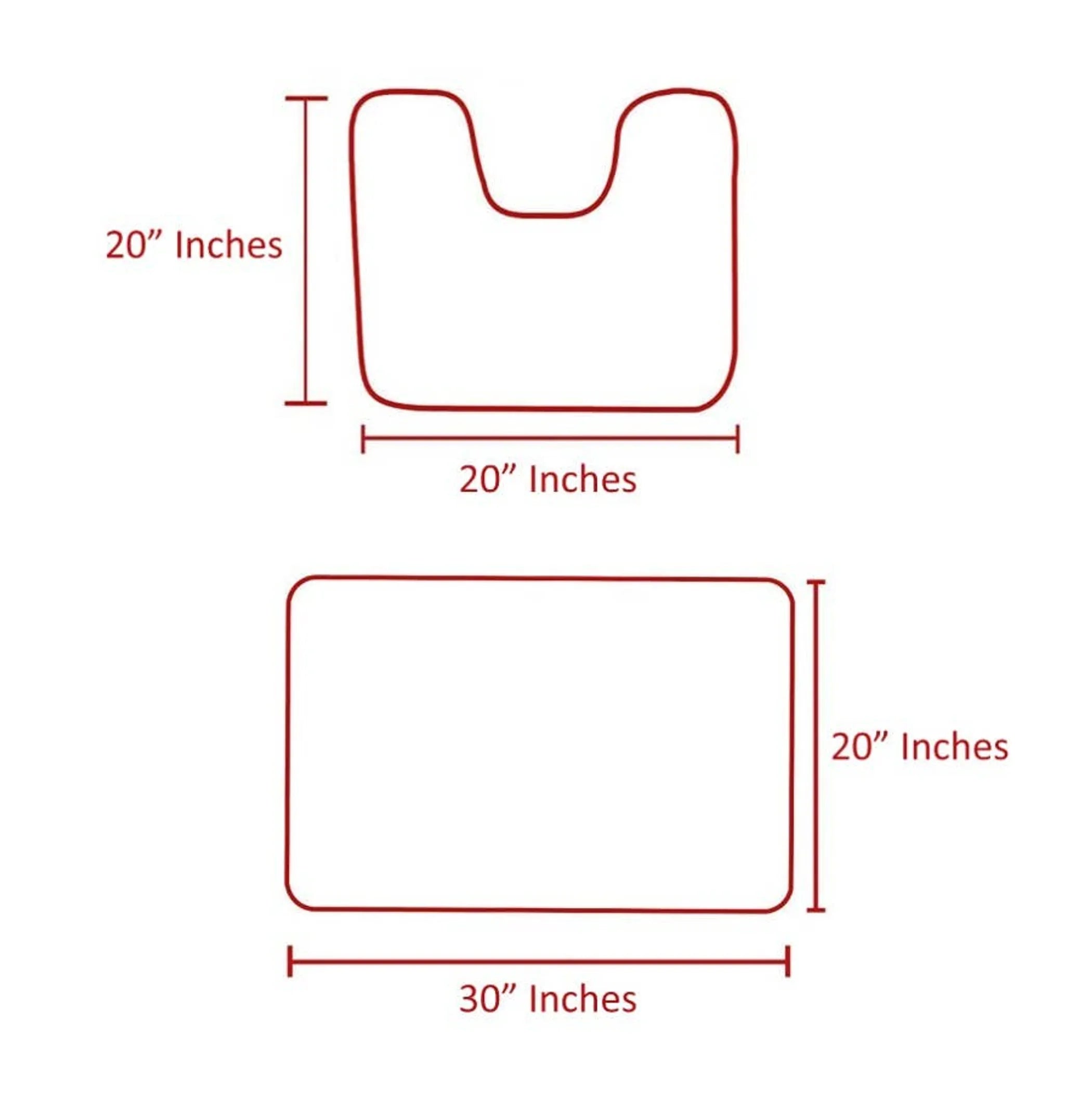 2 Piece Soft Cozy Plush Chenille Bath Mat & Contour Bath Rug