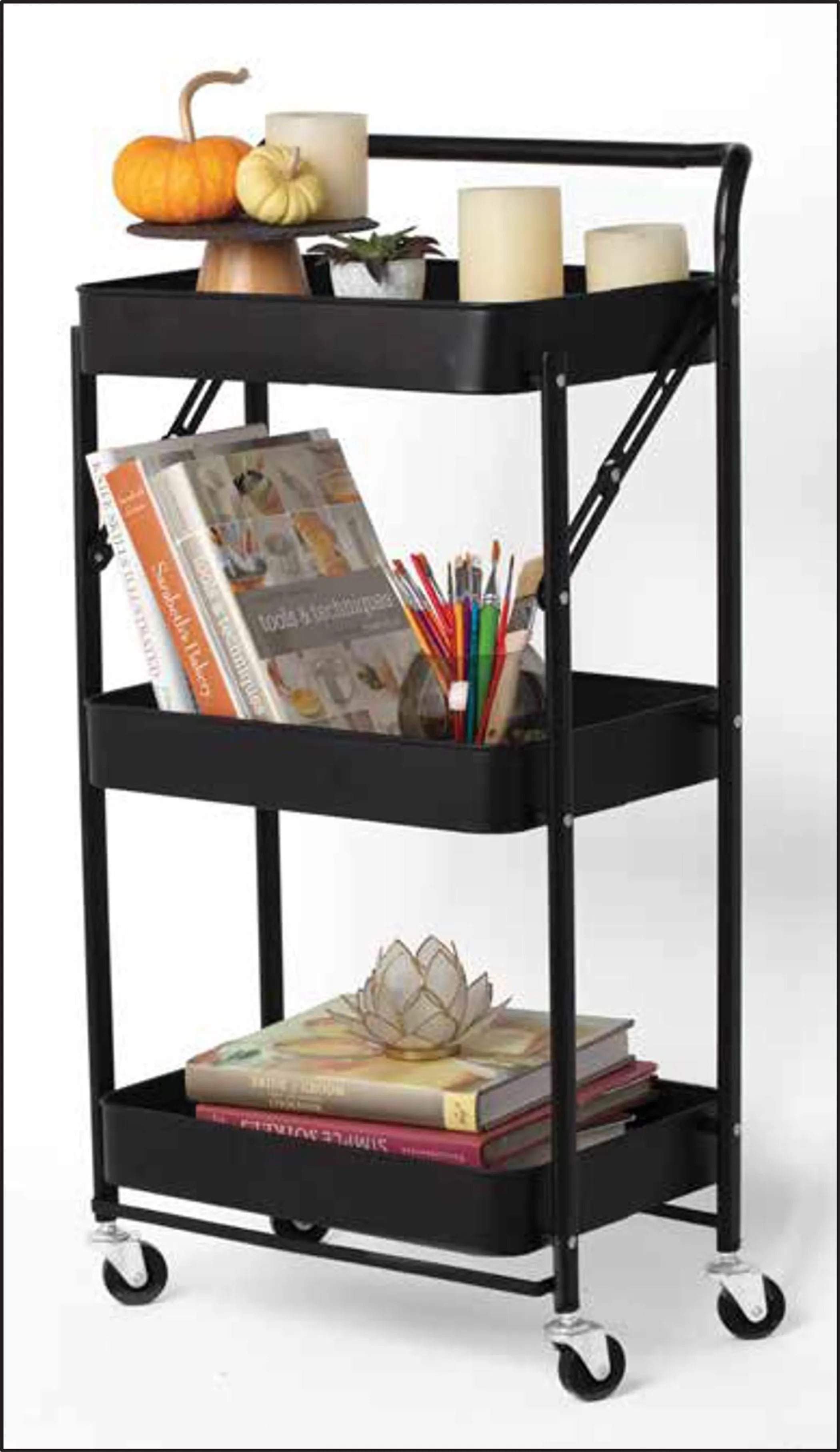 House2Home 3 Tier Foldable Rolling Trolley