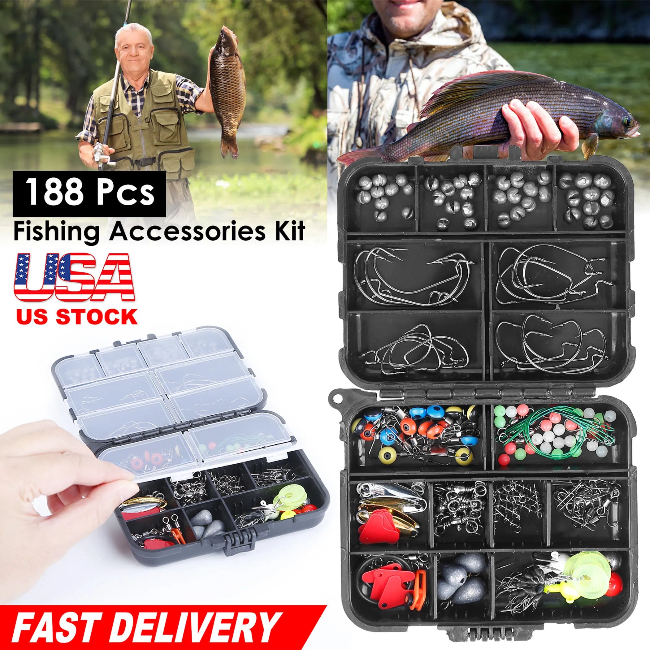 188Pcs Fishing Accessory Kit Portable Fishing Set
