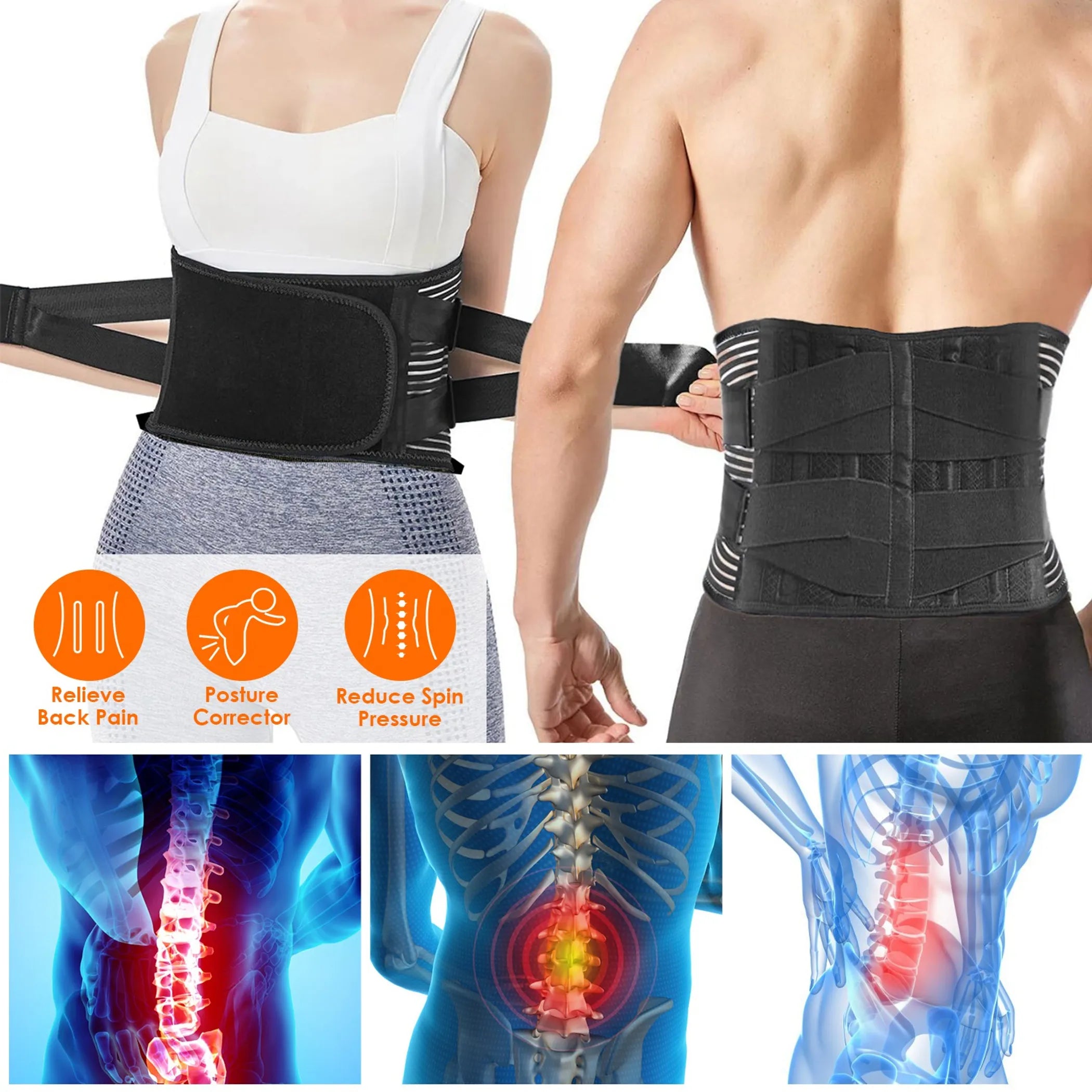 Back Support Brace Breathable Mesh Lumbar